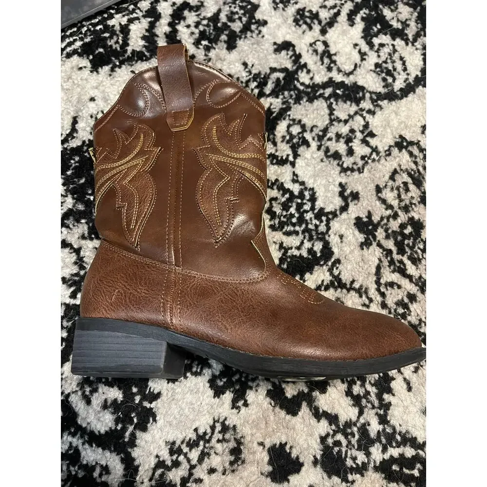 Frye & Co. Bailey Patch Brown Kids Cowboy Boots Size 4